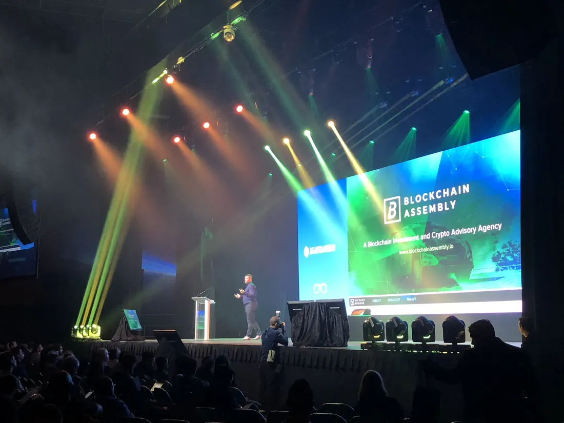 Conference keynote with LED screen and moving lights at the James L. Knight Center